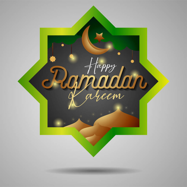 islamski nowoczesny design transparent wakacje ramadan kareem zielony kolor złota ośmioboczna geometryczne - Wektor, obraz
