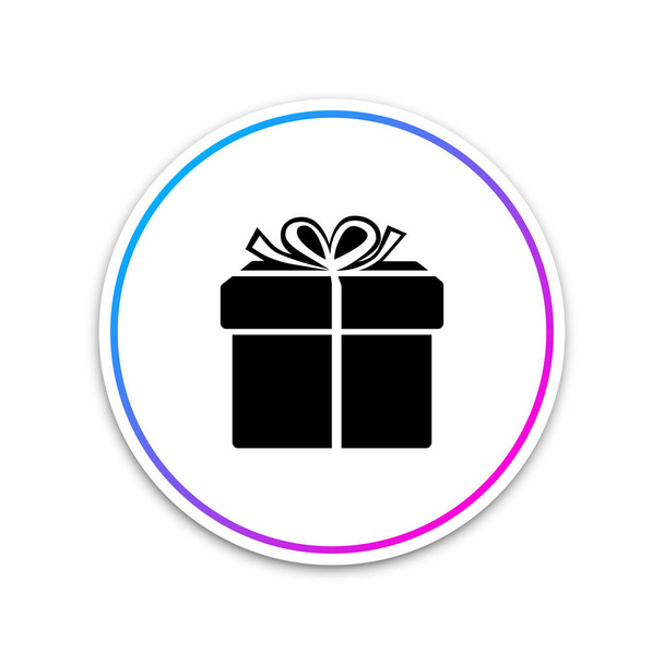 Gift box icon isolated on white background. Circle white button. Vector Illustration - Vector, afbeelding