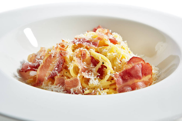 Macro Photo of Yummy Spaghetti Carbonara - Photo, image