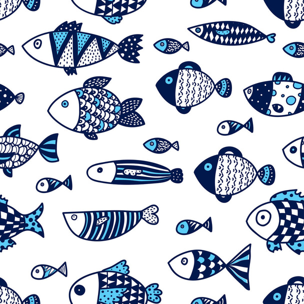 Cute fish. Vector seamless pattern. - Διάνυσμα, εικόνα