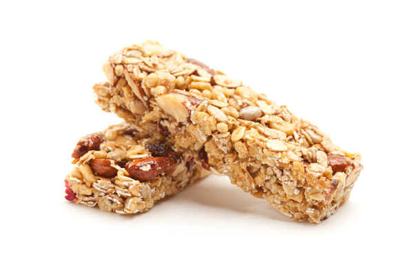 Duas barras de granola nutritivas isoladas
 - Foto, Imagem