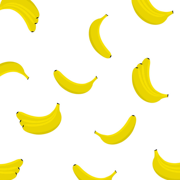 Wzór tła żółtych bananów. Banany tła. Żółtych bananów na białym tle - Wektor, obraz