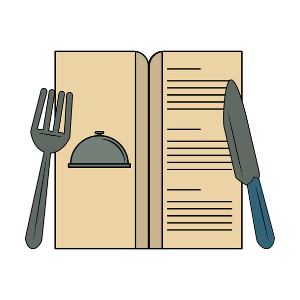 Ravintolan menu ja ruokailuvälineet
 - Vektori, kuva