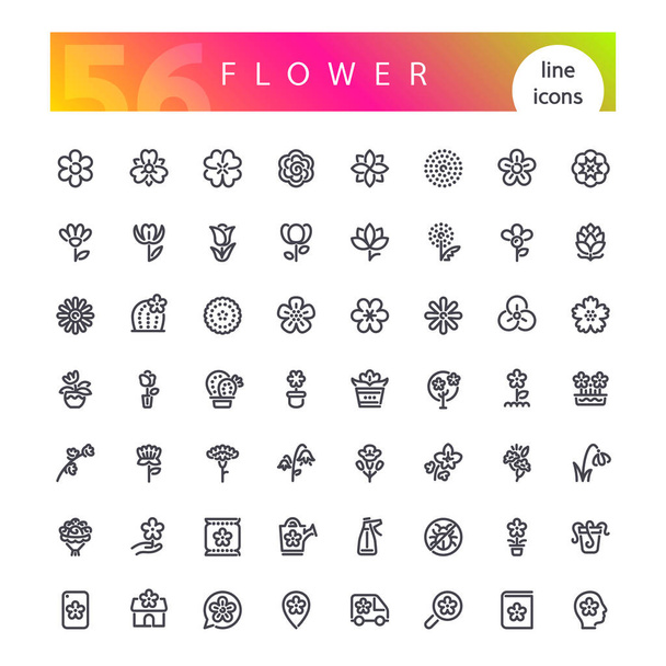 Набір піктограм лінії квітів
 - Вектор, зображення