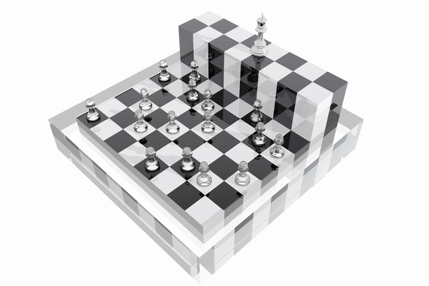 King and several pawns on chessboard. - Photo, Image