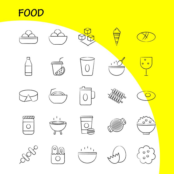 Food  Hand Drawn Icons Set For Infographics, Mobile UX/UI Kit And Print Design. Include: Drink, Juice, Food, Meal, Grill, Cooking, Food, Meal, Collection Modern Infographic Logo and Pictogram. - Vector - Vector, Image