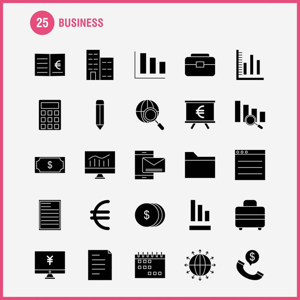Bedrijf solide Glyph Icons Set voor Infographics, mobiele Ux/Ui Kit en Print Design. Omvatten: Cloud, geld, Dollar, munt, Gear, geld, idee, lamp, collectie moderne Infographic Logo en Pictogram. -Vector - Vector, afbeelding