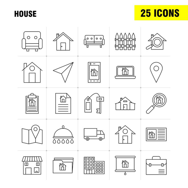 House Line Icon for Web, Print and Mobile UX/UI Kit. Such as: Paper, Plane Paper, Plane, Startup, House, Magnifying, Glass, Pictogram Pack. - Vector - Vector, Image