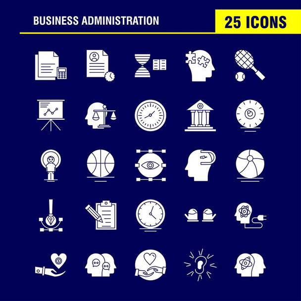 Business Concepts Solid Glyph Icons Set For Infographics, Mobile - Vector, Image