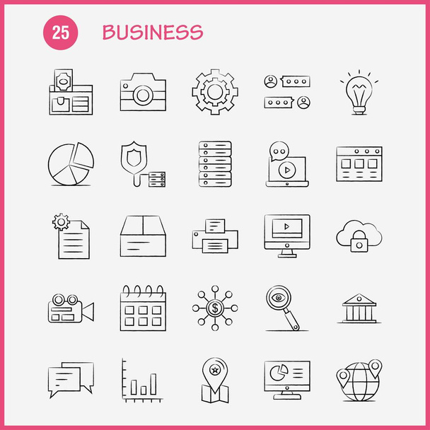 Zakelijke Hand Drawn Icon voor Web, Print en mobiele Ux/Ui Kit. Zoals: Business, Dollar, Online, betaling, bestand, bedrijf, kantoor, Business, Pictogram inpakken. -Vector - Vector, afbeelding
