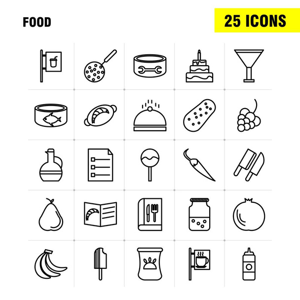 Набір іконок харчування лінії для інфографіки, мобільні Ux/Ui Kit і друку дизайн. Включають: Бісквіт, солодкий, їжі, їжі, ковбаса, м'ясо, їжі, їжі, колекція сучасного інфографіки логотип, піктограма. -Вектор - Вектор, зображення