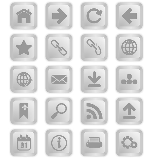 Web icons on keyboard buttons - Vector, Image