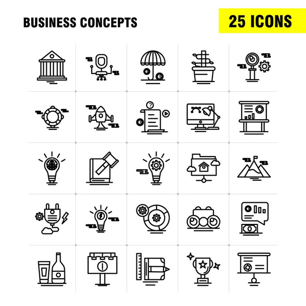 Business Concepts Line Icons Set For Infographics, Mobile UX/UI Kit And Print Design. Include: Document, File, Text, Media, Chair, Office, Furniture, Sitting, Collection Modern Infographic Logo and Pictogram. - Vector - Vector, Image