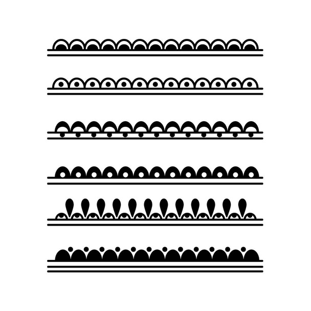 Mehndi estilo elementos simples. Conjunto de ornamentos borda criativa
 - Vetor, Imagem