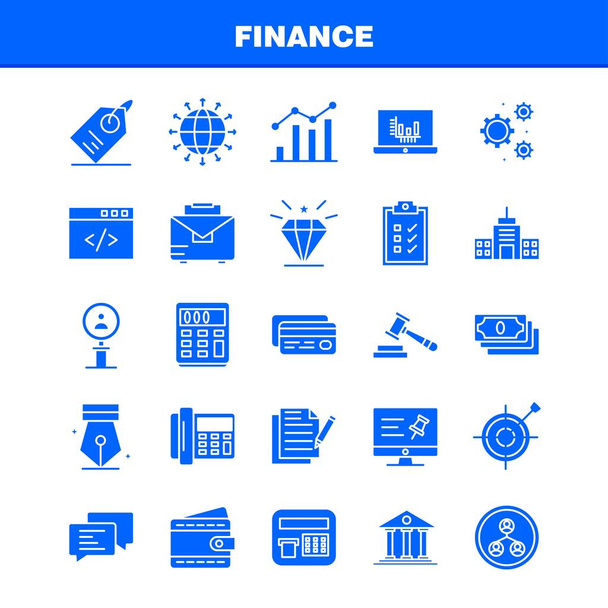 Finansowanie stałe zestawu ikon dla infografiki, mobilnych Ux/Ui Kit i projektowania druku. Obejmują: Komputer, Pin, tekst, finanse, Szukaj, badania, finanse, człowiek, zestaw ikon - wektor - Wektor, obraz