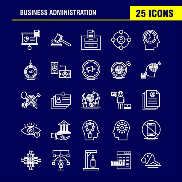 Business Administration Line Icons Set For Infographics, Mobile UX/UI Kit And Print Design. Include: Graph, Chart, Pie Chart, Document, Hammer, Justice, Lawyer, Collection Modern Infographic Logo and Pictogram. - Vector - Vector, Image