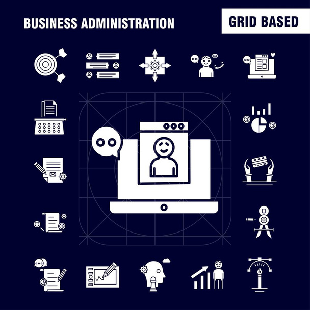 Business Administration Solid Glyph Icons Set For Infographics, Mobile UX/UI Kit And Print Design. Include: Protected Website, Website, Internet, Dollar, Mountains, Dollar, Pencil, Eps 10 - Vector - Vector, Image