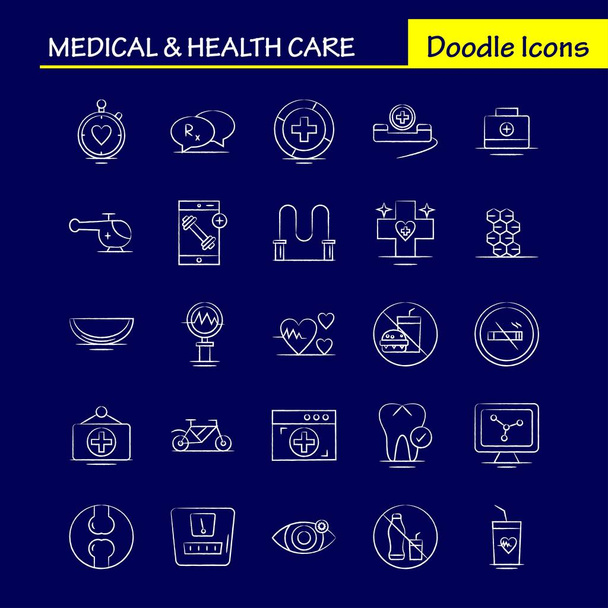 Medycznych i opieki zdrowotnej ręcznie rysowane ikony dla sieci Web, drukowanie i mobilnych Ux/Ui Kit. Takich jak: Medycyna, zdrowie, torba, dziecko, opieka zdrowotna, nie, palenie, medyczny, piktogram szt. -Wektor - Wektor, obraz