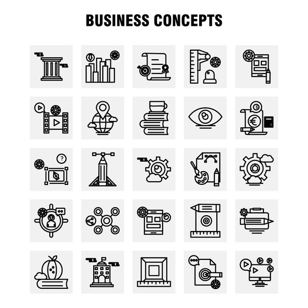 Business Concepts Line Icons Set For Infographics, Mobile UX/UI Kit And Print Design. Include: Direction Board, Board, Direction, Right, Floppy Disk, Cloud, Collection Modern Infographic Logo and Pictogram. - Vector - Vector, Image