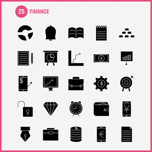 Finance Solid Glyph Icons Set For Infographics, Mobile UX/UI Kit And Print Design. Include: Dollar, Money, Note, Rupees, Divide, Math, Plus, Minus, Collection Modern Infographic Logo and Pictogram. - Vector - Vector, Image