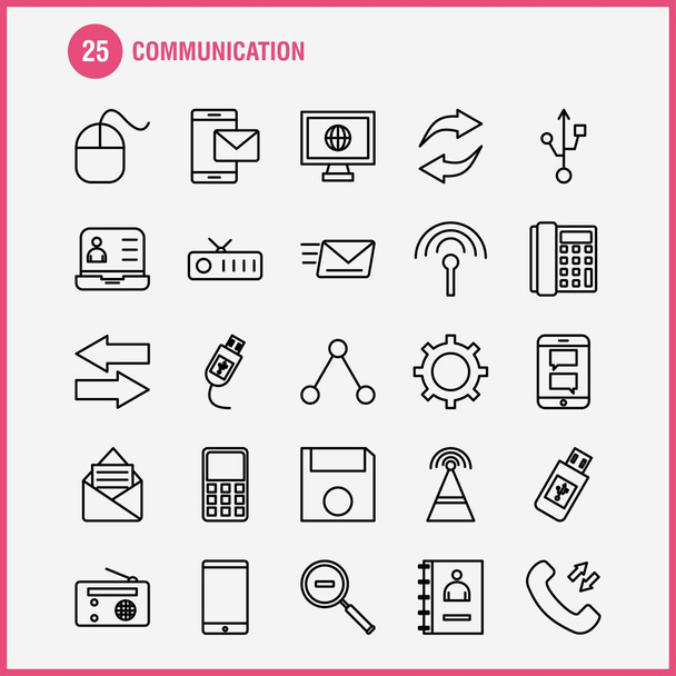 Communication Line Icons Set For Infographics, Mobile UX/UI Kit And Print Design. Include: Call, Dial, Phone, Hours, Signals, Tower, Network, Communication, Collection Modern Infographic Logo and Pictogram. - Vector - Vector, Image