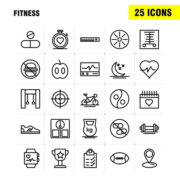 Fitnesz vonal Icon Pack, a tervezők és fejlesztők. Ikonok az én - Vektor, kép