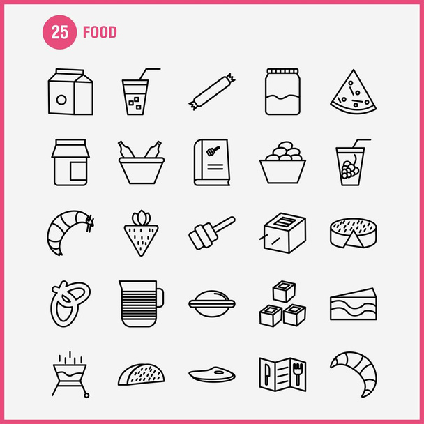 Food  Line Icons Set For Infographics, Mobile UX/UI Kit And Print Design. Include: Bbq, Food, Meat, Meal, Bowl, Food, Meal, Rice, Collection Modern Infographic Logo and Pictogram. - Vector - Vector, Image