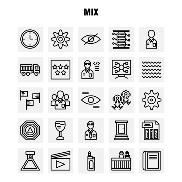Mix Line Icons Set For Infographics, Mobile UX / UI Kit And Print Design. Включая: Cog, Gear, Singings, Setting, Ffk, Lab, Test, Tube, Icon Set - Vector
 - Вектор,изображение