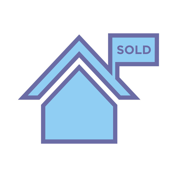 Casa vendida icono de signo - relleno lineal
 - Vector, Imagen
