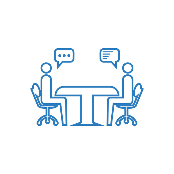 Zakenman Meeting icon-Consulting van business-line art vector blauw - Vector, afbeelding