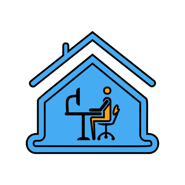 Χώρος εργασίας στο σπίτι-γραμμική γέμισμα εικονίδιο διάνυσμα - Διάνυσμα, εικόνα