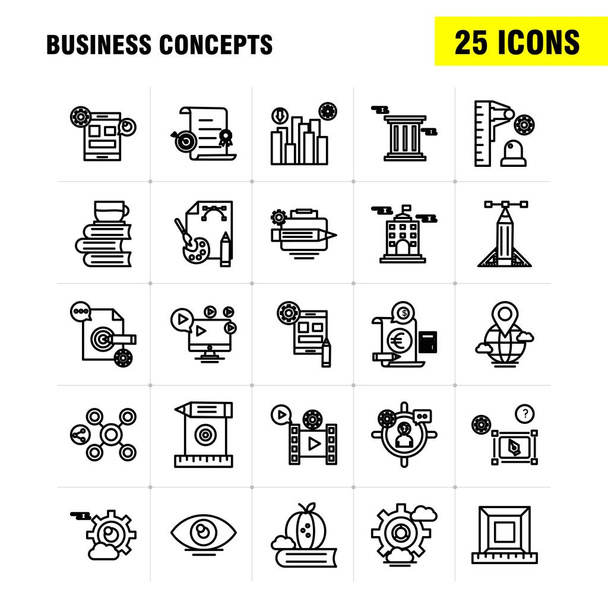 Business Concepts Line Icons Set per Infografica, Mobile UX / UI Kit e Print Design. Includi: Direction Board, Board, Direction, Right, Floppy Disk, Cloud, Collection Modern Infografica Logo e Pittogramma. - Vettore
 - Vettoriali, immagini