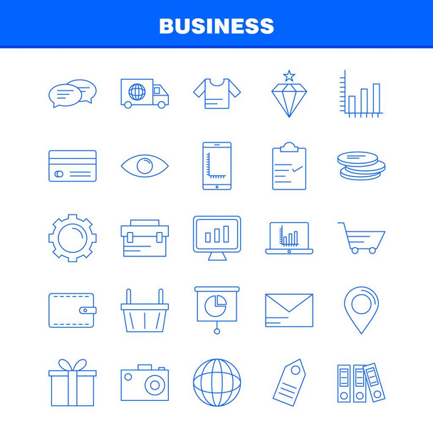 Icono de línea de negocio para Web, Impresión y Móvil UX / UI Kit. Tales como: Mundo, regalo, entrega, transporte, regalo, caja, entrega, cámara, paquete del pictograma. - Vector
 - Vector, imagen