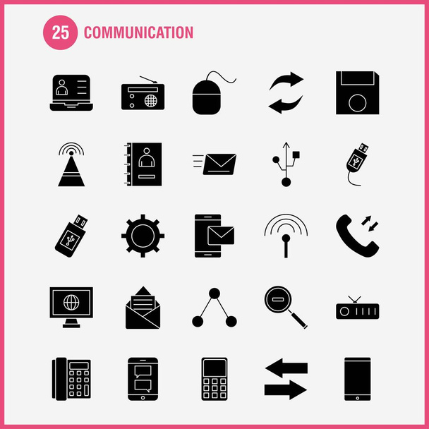 Communication Solid Glyph Icons Set For Infographics, Mobile UX/UI Kit And Print Design. Include: Call, Dial, Phone, Hours, Signals, Tower, Network, Communication, Collection Modern Infographic Logo and Pictogram. - Vector - Vector, Image