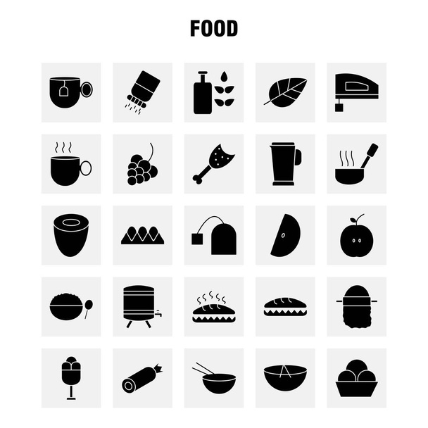 Food  Solid Glyph Icons Set For Infographics, Mobile UX/UI Kit And Print Design. Include: Pot, Cooking, Food, Meal, Kettle, Tea, Food, Meal, Collection Modern Infographic Logo and Pictogram. - Vector - Vector, Image