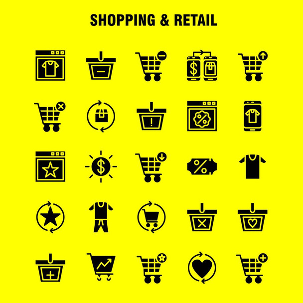 Shopping Solid Glyph Icon Pack for Designers and Developers. Icons Of Coupon, Discount, Price, Prices, Box, Package, Refresh, Vector
 - Вектор,изображение