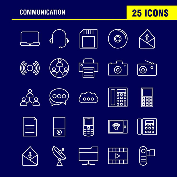 Communication Line Icons Set For Infographics, Mobile UX/UI Kit And Print Design. Include: Laptop, Computer, Device, Electronics, Mobile, Chat, Sms, Communication, Collection Modern Infographic Logo and Pictogram. - Vector - Vector, Image