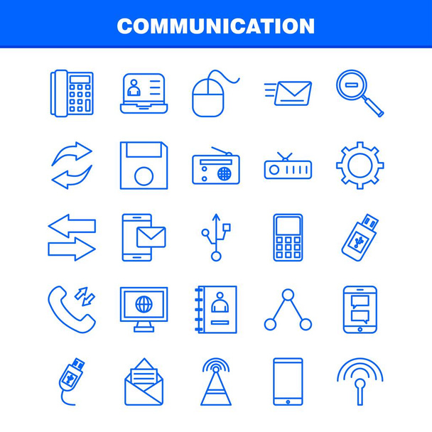 Communication Line Icons Set For Infographics, Mobile UX/UI Kit And Print Design. Include: Call, Dial, Phone, Hours, Signals, Tower, Network, Communication, Collection Modern Infographic Logo and Pictogram. - Vector - Vector, Image