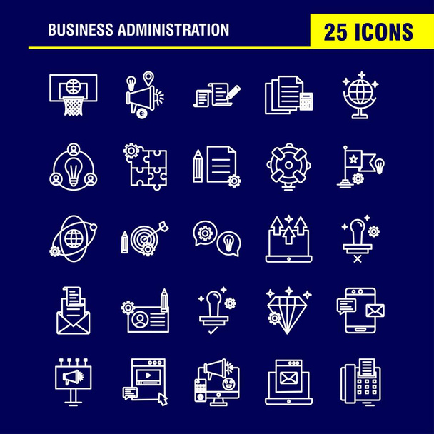 Business Administration Line Icons Set For Infographics, Mobile UX/UI Kit And Print Design. Include: Basketball, Net, Basket, Game, Sports, Sound, Music, Volume, Eps 10 - Vector - Vector, Image