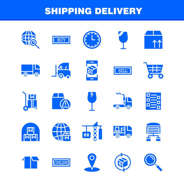 Szállítás szállítás szilárd karakterjel Icon Pack, a tervezők és fejlesztők. Ikonok a világon, helyet, keresés, szállítás, Online, hajózás, vásárlás, közlekedés, vektor - Vektor, kép