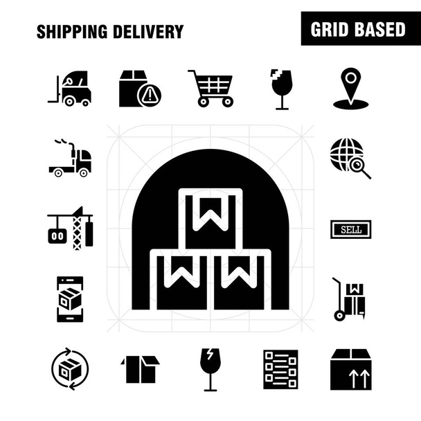 Shipping Delivery Solid Glyph Icon Pack For Designers And Develo - Vector, Image