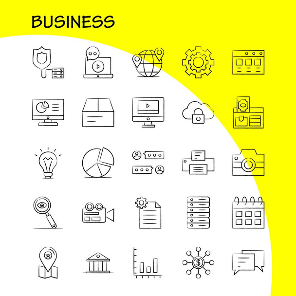 Business Hand Drawn Icon for Web, Print and Mobile UX/UI Kit. Such as: Business, Dollar, Online, Payment, File, Business, Office, Business, Pictogram Pack. - Vector - Вектор,изображение