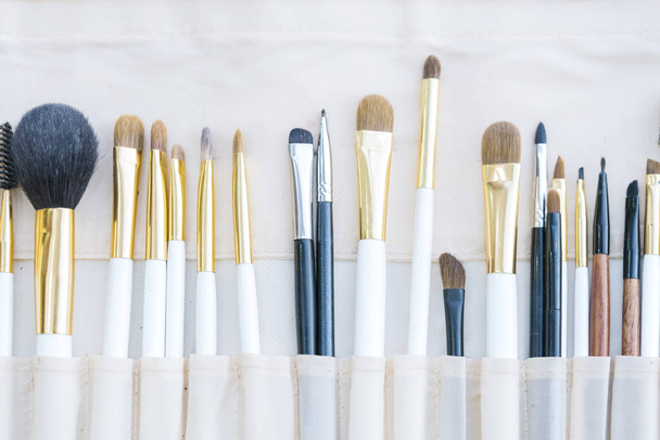 A set of professional makeup brushes. Close-up - Foto, immagini