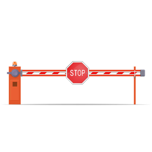 Barrière met stopbord - Vector, afbeelding