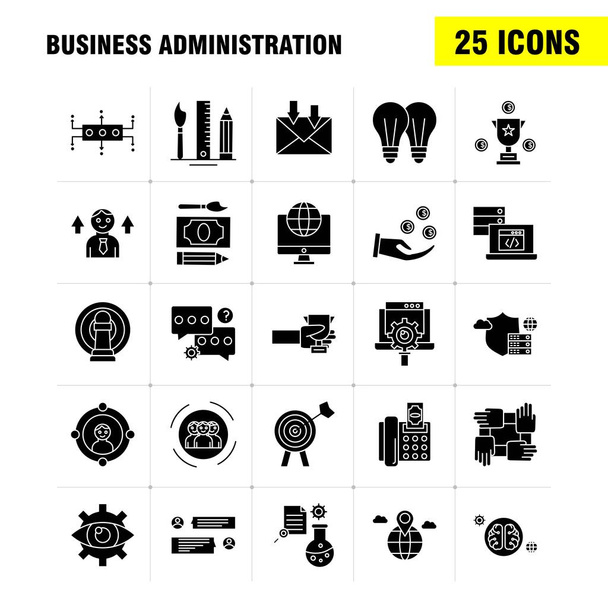 Business Administration Solid Glyph Icons Set For Infographics, Mobile UX/UI Kit And Print Design. Include: Document, File, Bill, Dollar, Document, File, Pen, Calendar, Collection Modern Infographic Logo and Pictogram. - Vector - Vector, Image