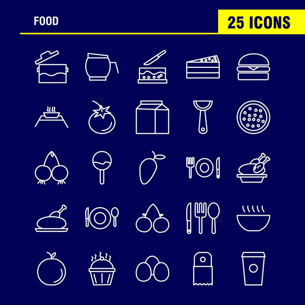 Gıda hattı Icons Set için Infographics, mobil Ux/UI Kit ve baskı tasarımı. Dahil: Baharat, biber, sıcak, biber, pasta, tatlı, yemek, yemek, koleksiyon Modern Infographic Logo ve piktogram. -Vektör - Vektör, Görsel
