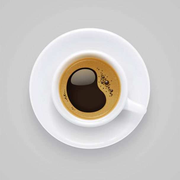 Coffee cup and plate. Aromatic drink for breakfast. Vector. - Vektori, kuva