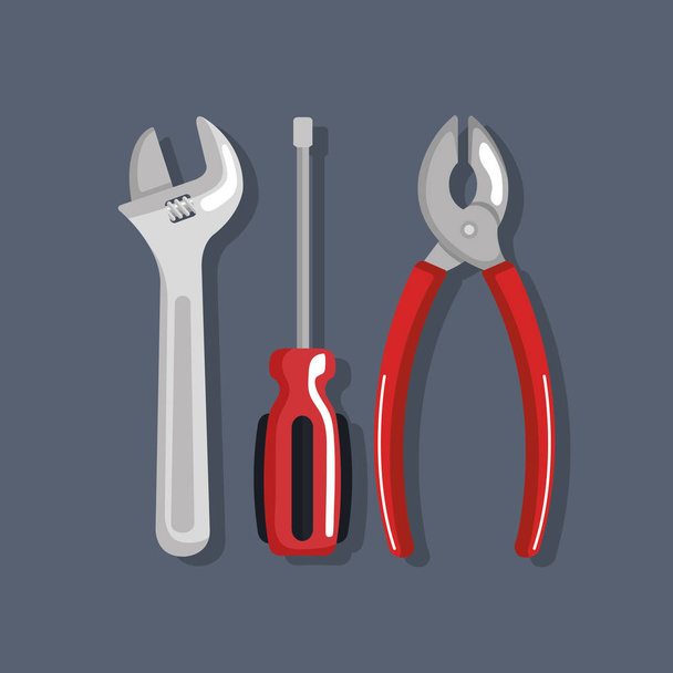 set tools elements work labor day symbol - Vector, Image