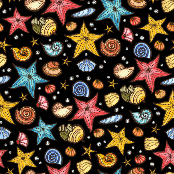 Starfish shell vetor padrão sem costura
 - Vetor, Imagem