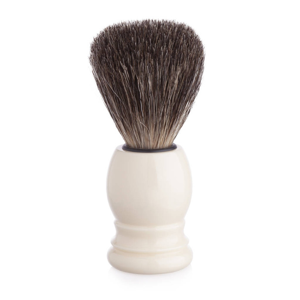 Classic shaving brush with raccoon fur isolated on white  - Foto, immagini